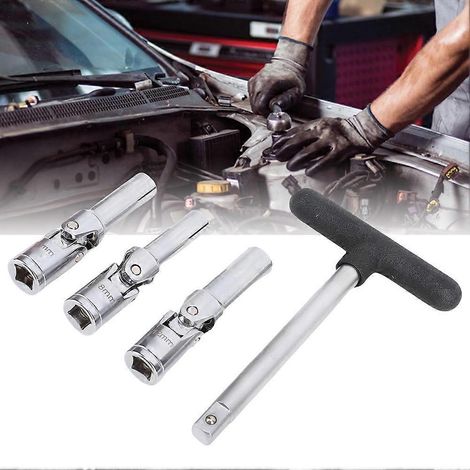 Kit d'outils pour bougies de préchauffage automobiles, interface 3/8 pouce, barre en T, douilles de 8 mm, 10 mm et 12 mm, pour une réparation automobile efficace. (1/5)
