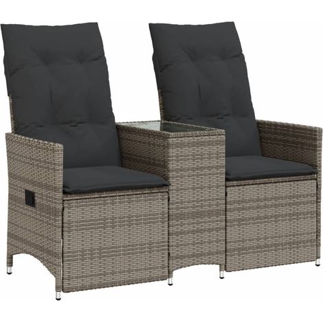 Maison Exclusive - Gartensofa 2-Sitzer Verstellbar mit Tisch Grau