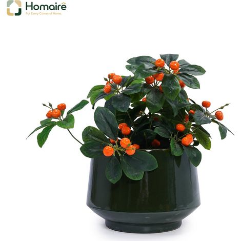 HOMAIRE 3-teiliges handgemachtes Keramikpflanztopf-Set dunkelgrüne Glasur musterlos für Innen/Außen atmungsaktive Tonware
