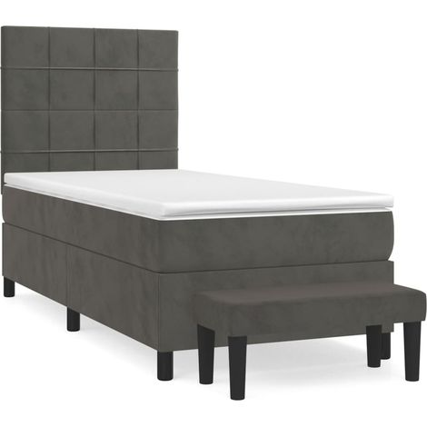 Maison Exclusive - Giroletto a Molle con Materasso Grigio Scuro 80x200 cm Velluto