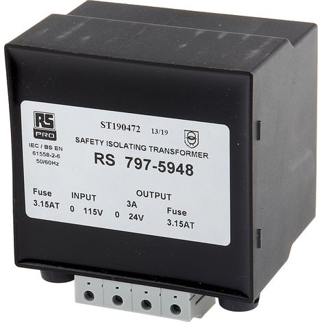 Transformateur rail DIN, Vin 115V c.a., Vout 24V c.a., 72VA, sorties ( Prix pour 1 ) (1/3)