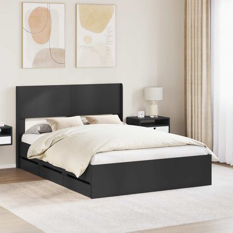 vidaXL Bettgestell mit Stauraum und Kopfteil Schwarz 120 x 190 cm (1/5)