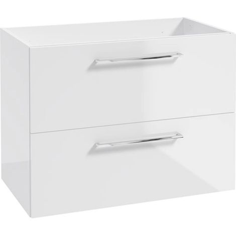 STAMAR  Meuble de Salle de Bain - 79x50x45 cm - Blanc Brillant - Avec 2 Tiroirs - Système Soft Close