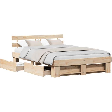 Maison Exclusive - Estructura de cama Marrón 150 x 200 cm Madera