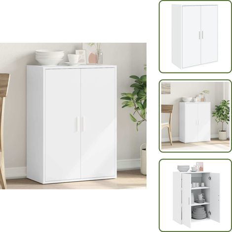 The Living Store Buffet blanc 60x31x84 cm bois d'ingénierie - Buffet Blanc - Meuble Rangement - Commode - Armoire Cuisine - Mobilier Salon (1/5)