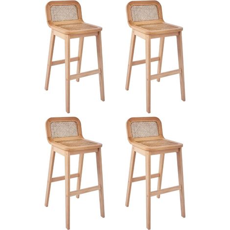 Set aus Insel- und Barstühlen aus Eiche mit 65 cm Rohrsitz SANA