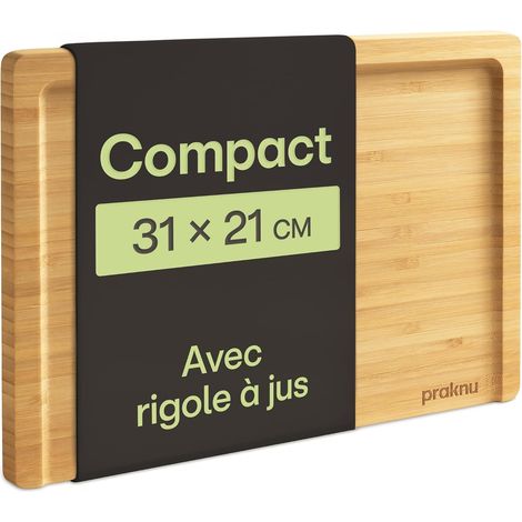 Planche à Découper Bois 31,5x21,5 cm – Rainure à Jus – Réversible (1/5)