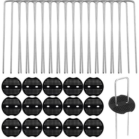 Piquet De Fixation - Acier Galvanisé - 150 Mm - Pour Bâche Jardin Paillage Géotextile - 50 Pièces