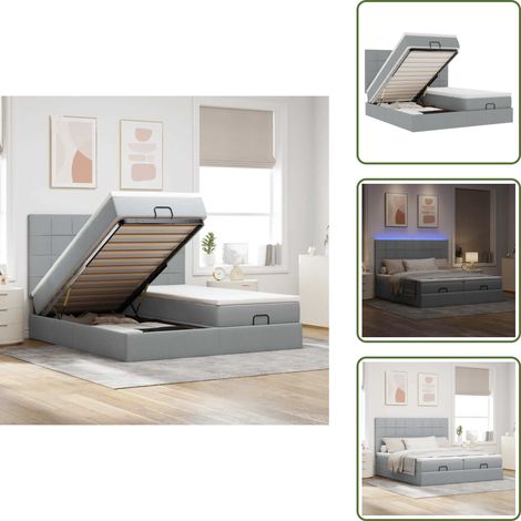 Coprimaterasso lavabile - vidaXL Struttura Letto Pouf con Materassi 160x200 cm in Tessuto - Luci a LED