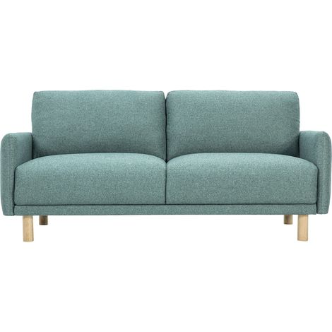 Divano design 3 posti in tessuto verde grigio e legno chiaro BONO