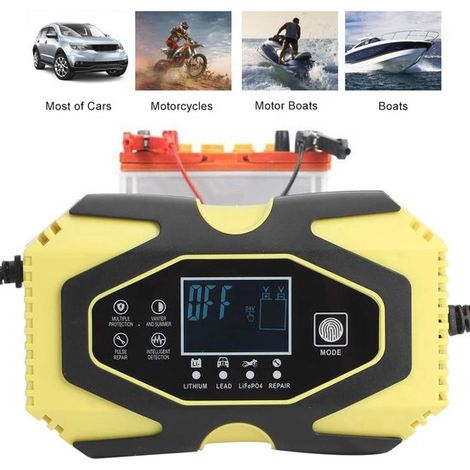 Cargador de baterías de 12V 6A y 24V 3A para motocicletas y automóviles - Cargador rápido para baterías de plomo-ácido