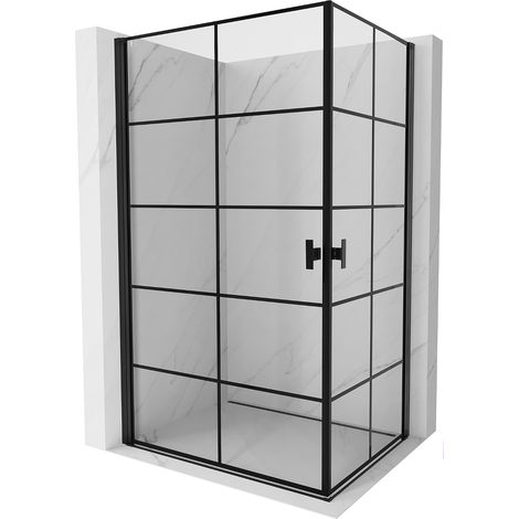Mexen Mist-B Duo Duschkabine schwenkbar 70 x 80 cm, schwarzes Gitter, schwarz - 8A2-070L-080P-70-77 (1/5)