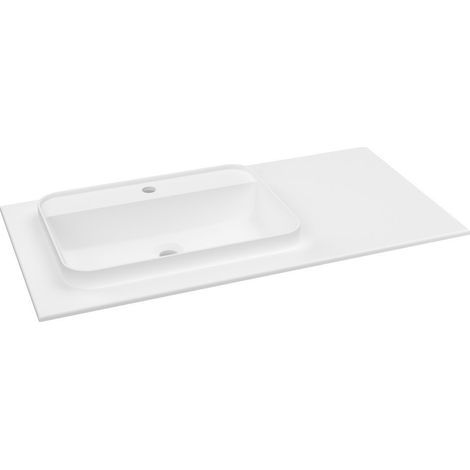Lavabo BRAHEA 101x51,5cm (70+30cm), Rockstone, gauche, blanc mat (1/2)