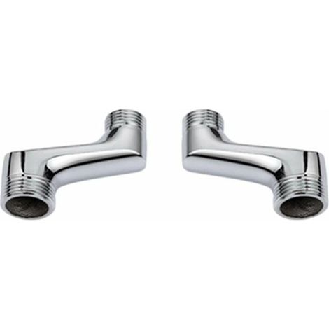 Lot de 2 Raccord Contre Coudé Douche,Raccord Laiton Coudé Réducteur,Bras Pivotant Réglable,Raccord Mural Contre Coudé,Raccord Excentré 1/2 3/4,Chrome (1/3)