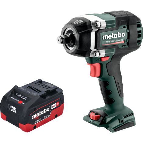 Metabo SSW 18 LTX 800 BL Atornillador de impacto a batería 18 V 800 Nm 1/2" sin escobillas + 1 batería LiHD 5,5 Ah - sin cargador
