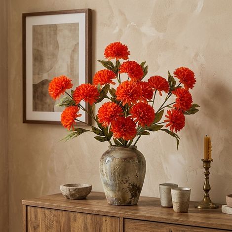Lot de 8 Pivoines Artificielles avec Tiges, Fleurs Artificielles pour Vase, Bouquet, Décoration Intérieure, Mariage et Table, Rouge (1/4)