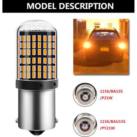 2PCS/LOT Ampoules Feu Clignotant Voiture LED 144smd P21W-1156 BA15S BLANC (1/4)