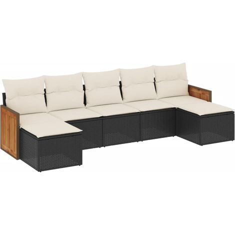 Maison Exclusive - Set de comedor de jardín 7 pzas y cojines ratá (1/5)