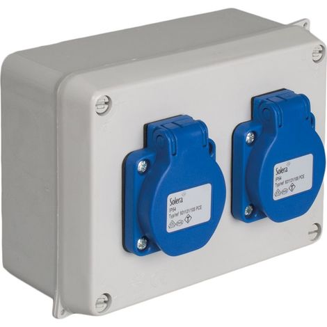 Scatola presa solera modello blu doppia Schuko IP54