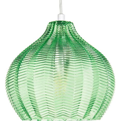 Lampadario a sospensione con paralume in vetro stile retro verde Keila
