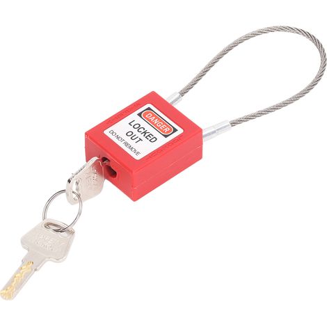 Verriegelungs-/Kennzeichnungsschloss, Edelstahl-Kabelschloss, Sicherheitsschloss mit zwei Schlüsseln (1/5)