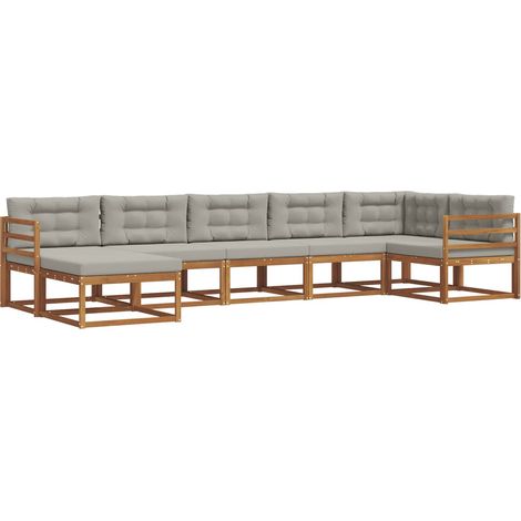 Conjunto de sofás de exterior 7 pcs Gris Natural y Claro vidaXL (1/5)