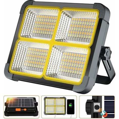 Projecteur solaire LED rechargeable 336 LEDs 100W – 4 modes d'éclairage – Batterie 12000mAh – Fixation magnétique – Pour camping et pêche (1/4)