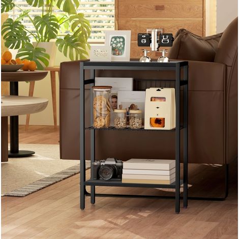 Mesa auxiliar con 3 estantes, 43 x 18 x 62,5 cm, estructura de acero negra DESVIAE (1/5)