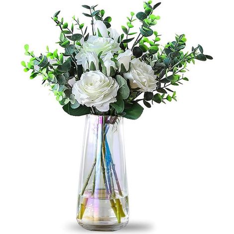 BelleRise - Vase à fleurs en verre coloré, vase en verre irisé, vase haut en verre moderne, décoration moderne, 22 x 10 cm (1/5)