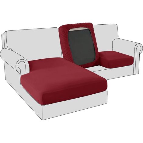 Velvet stretch sofa seat cushion cover for sofa, sofa cover, sofa seat cover, replacement cover for individual cushion (large 1-seater, burgundy) (1/5)