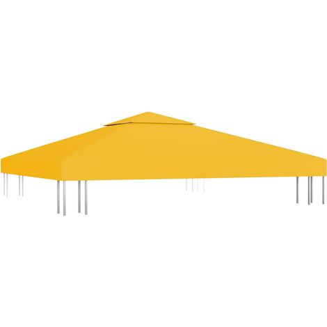 Vidaxl – Toile de toit belvédère 2 niveaux 3x3 m jaune – Tissu polyester 310 g/m² – Résistant à l'eau avec coins renforcés