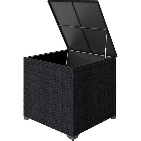 Wasserdichte Gartenaufbewahrungsbox aus Rattan, 253 l, Schwarz, 72 x 72 x 70 cm