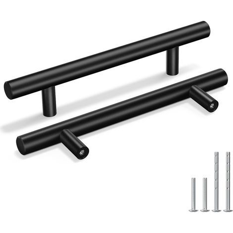Lot de 10 Poignée Meuble Noir Entraxe 128mm Poignee de Meuble Cuisine Inoxydable,Poignée Tiroir Poignée Porte Coulissante Poignet de Porte (1/4)