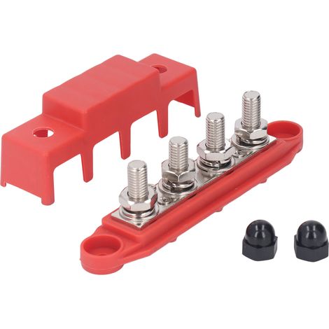 4-poliger Stromverteilerblock mit M10-Gewindebolzen für Pkw, Wohnmobile und Yachten, 48 V DC, 250 A, rot (1/5)