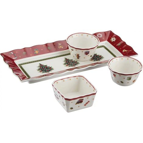 Villeroy & Boch Toy's Delight Ciotolina Portasalse 4 Pezzi Rosso,Bianco, Decorazione Natalizie, Porcellana Premium (1/5)