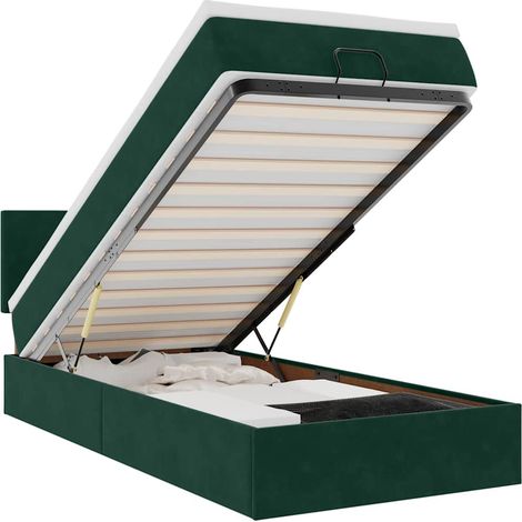 Maison Exclusive - Pouf Letto con Materasso e LED Verde Scuro 80x200cm in Velluto