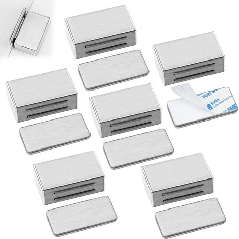 6 Pièces Aimant pour Porte de Placard Puissant Adhesif Aimants Serrure Loqueteau Magnetique Adhesifs en Acier Inoxydable pour Meuble Loquet Aimant (1/4)