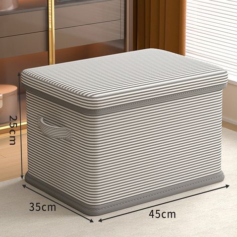 Aufbewahrungsbox mit Deckel, Kleider-Organizer für Schrank, 45 x 35 x 25 cm, faltbarer Stoffkorb für Kleidung, platzsparende Aufbewahrung für Schlafzimmer, Kleiderschrank und Arbeitszimmer (1/4)