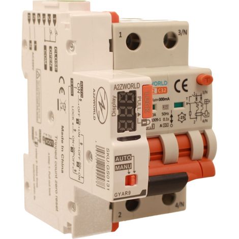 RCBO Interruttore Magnetotermico Differenziale Con Riarmo Automatico, Tipo A - SI Curva C 2P Veri 3M 6000A 300mA, AC 230V IP20 PL8M2, 3 Tentativi (10s/60s/300s), Corrente Disponibili 6A 10A 16A 20A 25