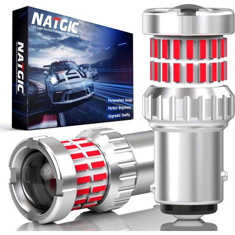 Rouge P21/5W 1157 BAY15d LED Feu Stop Ampoules 12V 24V, 4000LM Brillant Pour Voiture/Moto/Camion Les Feux de Freinage, Feu stop, Les Feux Arrière, Position, BAY15D Ampoule 1157,2 Pièces (1/5)
