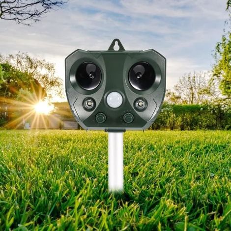 Répulsif Chat Exterieur, Thanmoer Répulsif à ultrasons Solaire, Repulsif Chien, Charge Solaire,Chargement USB Prévenir Les Chiens et (1/4)
