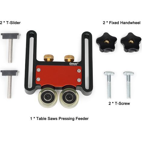 Rouleau d'alimentation à roulement pour scies de table en alliage d'aluminium, guide de pression, roue de fixation pour rails en T, guide de travail du bois. (1/5)