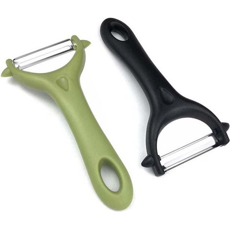2 éplucheurs universels, éplucheur de légumes en acier inoxydable, éplucheur de pommes de terre manuel, manche ergonomique, couteau à éplucher de cuisine pour légumes et fruits (vert + noir) (1/5)