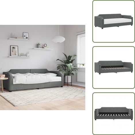 Sofá cama gris oscuro - vidaXL Sofá cama con colchón tela gris oscuro 80x200 cm - Sofá cama con espuma