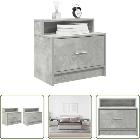 Nachttisch mit Schublade - Nachttische mit Schublade 2 Stk. Betongrau 51x31x47 cm (1/5)