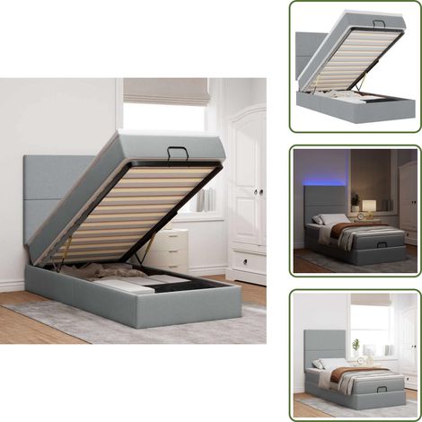 Coprimaterasso lavabile - vidaXL Struttura Letto Pouf con Materasso 100x200 cm in Tessuto - Luci a LED