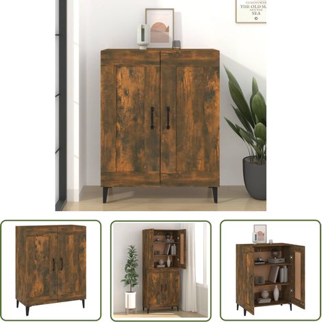 The Living Store Buffet chêne fumé 69,5x34x90 cm bois d'ingénierie - Buffet - Meuble De Rangement - Commode - Bibliothèque - Décoration Intérieure (1/5)