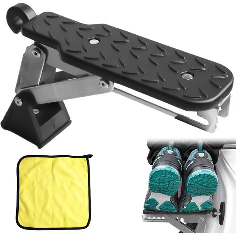Marchepied de Porte de Voiture, Pédale Pliante Noire avec Coussin d'Amortissement, Marche Universelle pour Toit de Voiture, Capacité 250kg, Convient aux Véhicules à Serrure en U SUV, Jeep (1/5)