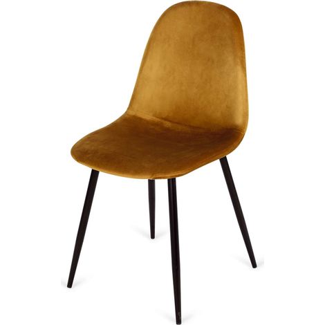 Pack 4 sillas modelo Córdoba tapizado Velvet Tela Dorado 43 cm(ancho) 86 cm(altura) 55 cm(fondo) (1/2)