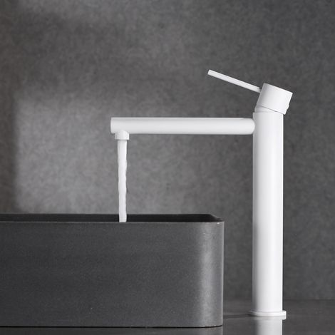 Imex -  Grifo Monomando Lavabo Caño Alto Blanco (1/2)